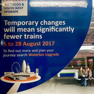 Window sticker warning of rail disruption