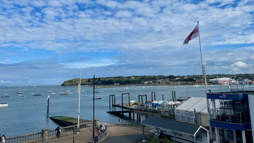 View of the entrance to Cowes marina