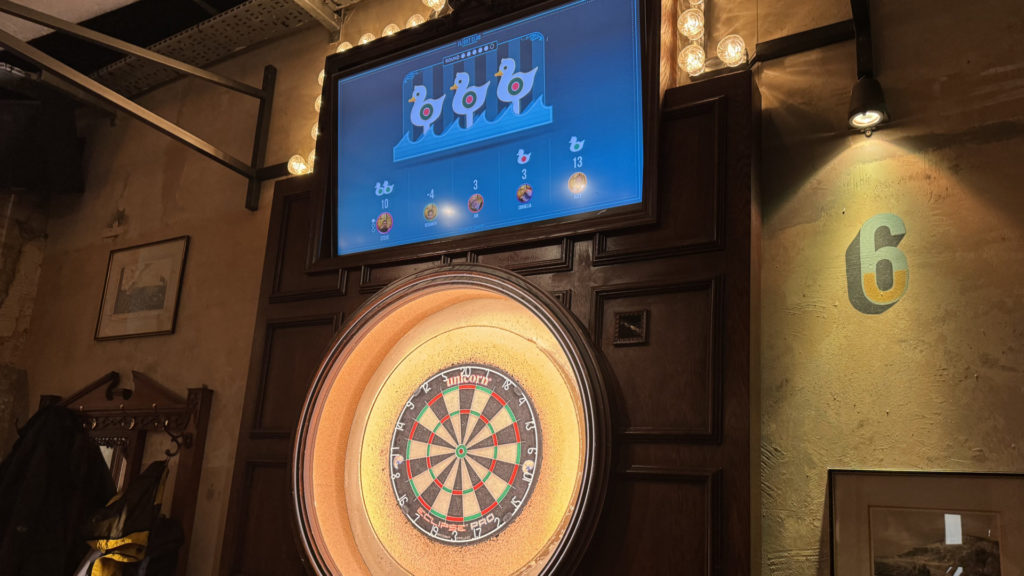 The dart and score boards at Flight Club